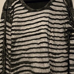 Stylish Black and Gray Women's Striped Sweatshirt